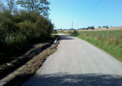 Creusement d'un fossé, caniveau le long d'une route